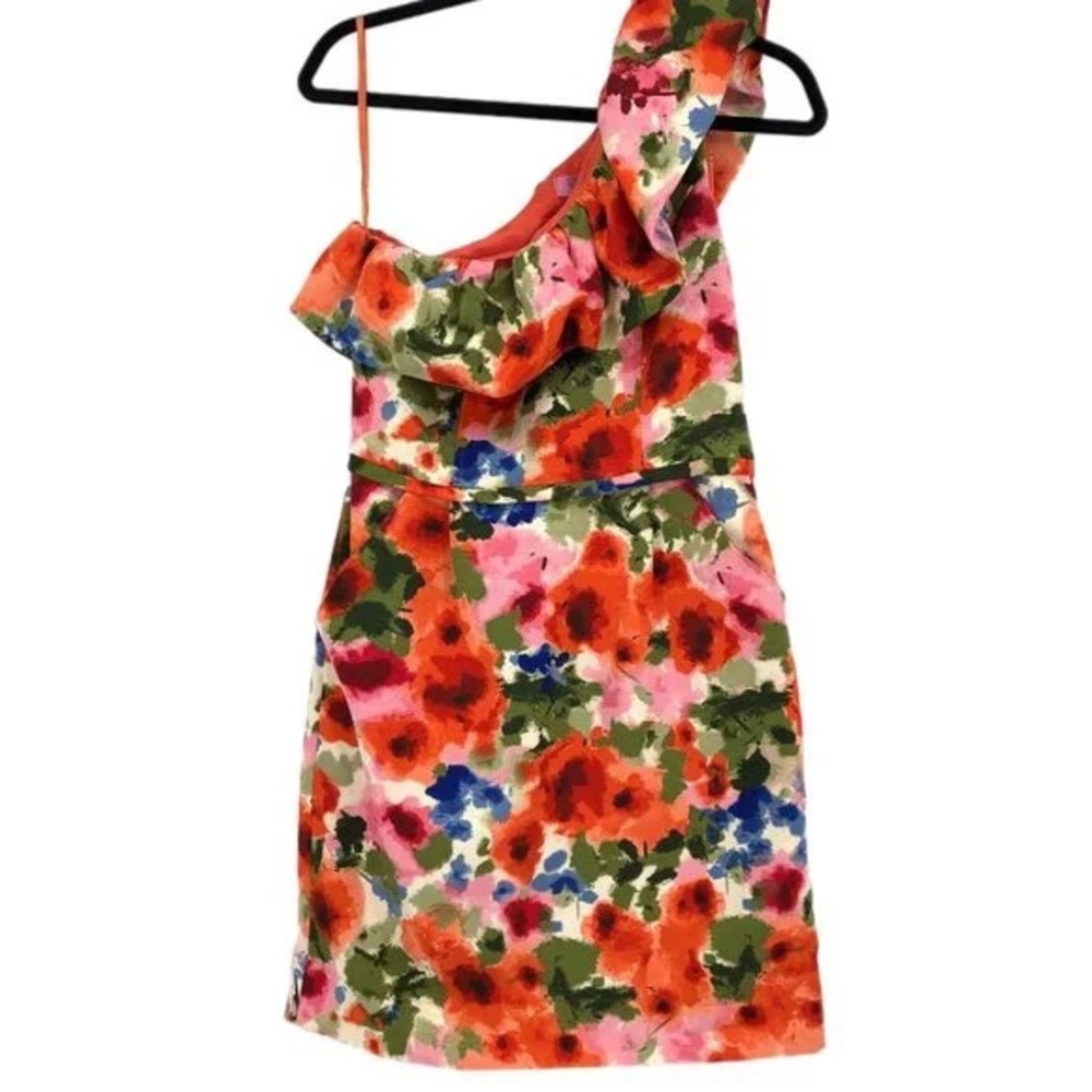 Eliza J Multicolor Floral One-Shoulder Dress